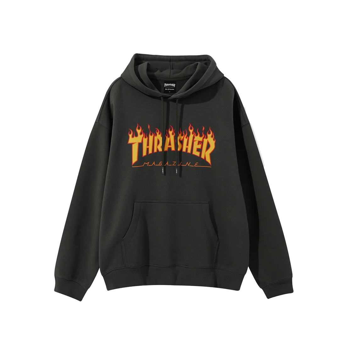 트레셔 플레임 로고 후디 차콜/레드