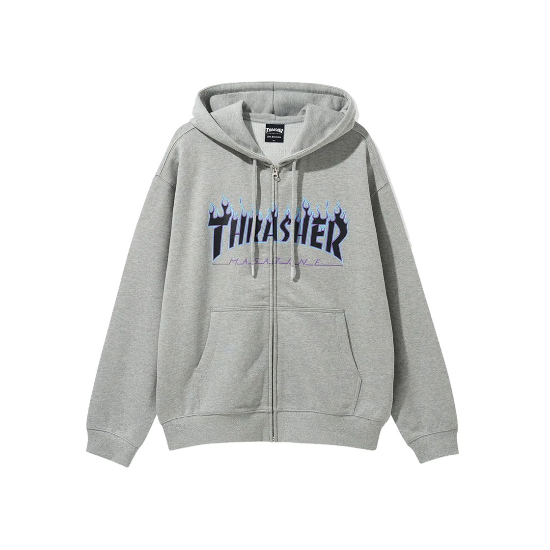 트레셔 빅 플레임 로고 후드집업 그레이(THRASHER Big Flame Logo Hood Zip-Up Gray) - 1