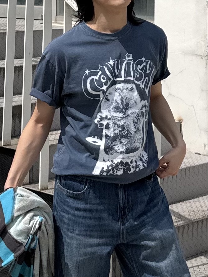 CAVISH Invader Pigment SS Tee Blue, (W) Nike Shox R4 Black 착용 스타일 - 4
