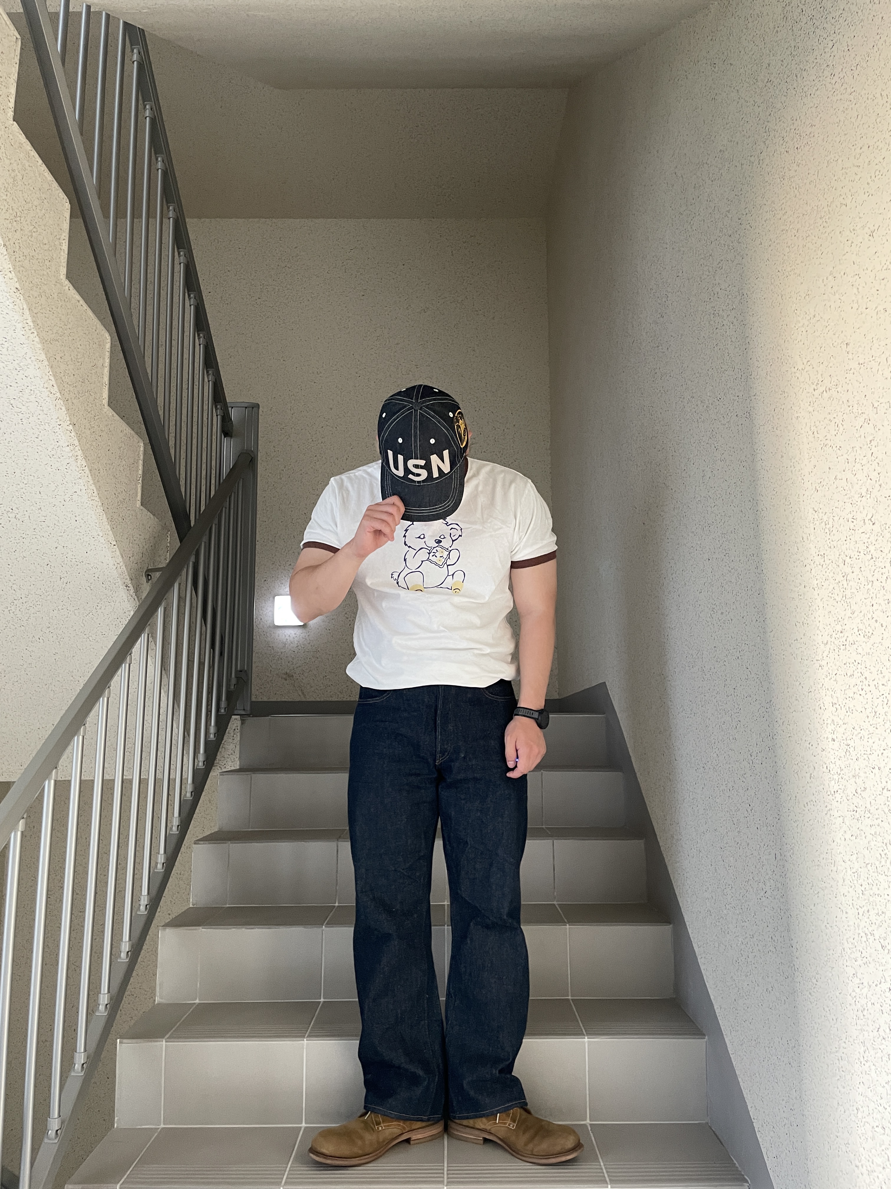 Kapital 20-T Ringer T-Shirt Peckish Patch White 착용 스타일 - 4