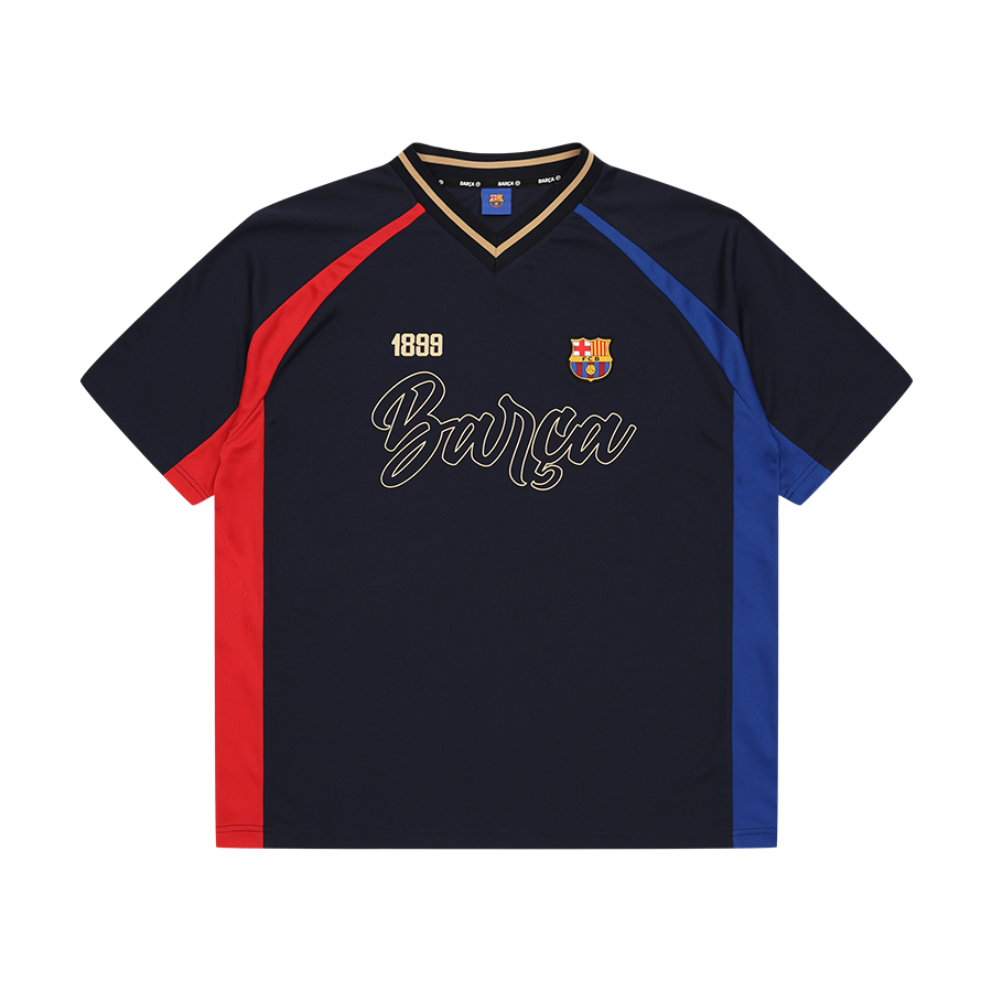 FC 바르셀로나 크레스트 숏 슬리브 저지 네이비(FC Barcelona Crest Short Sleeve Jersey Navy)