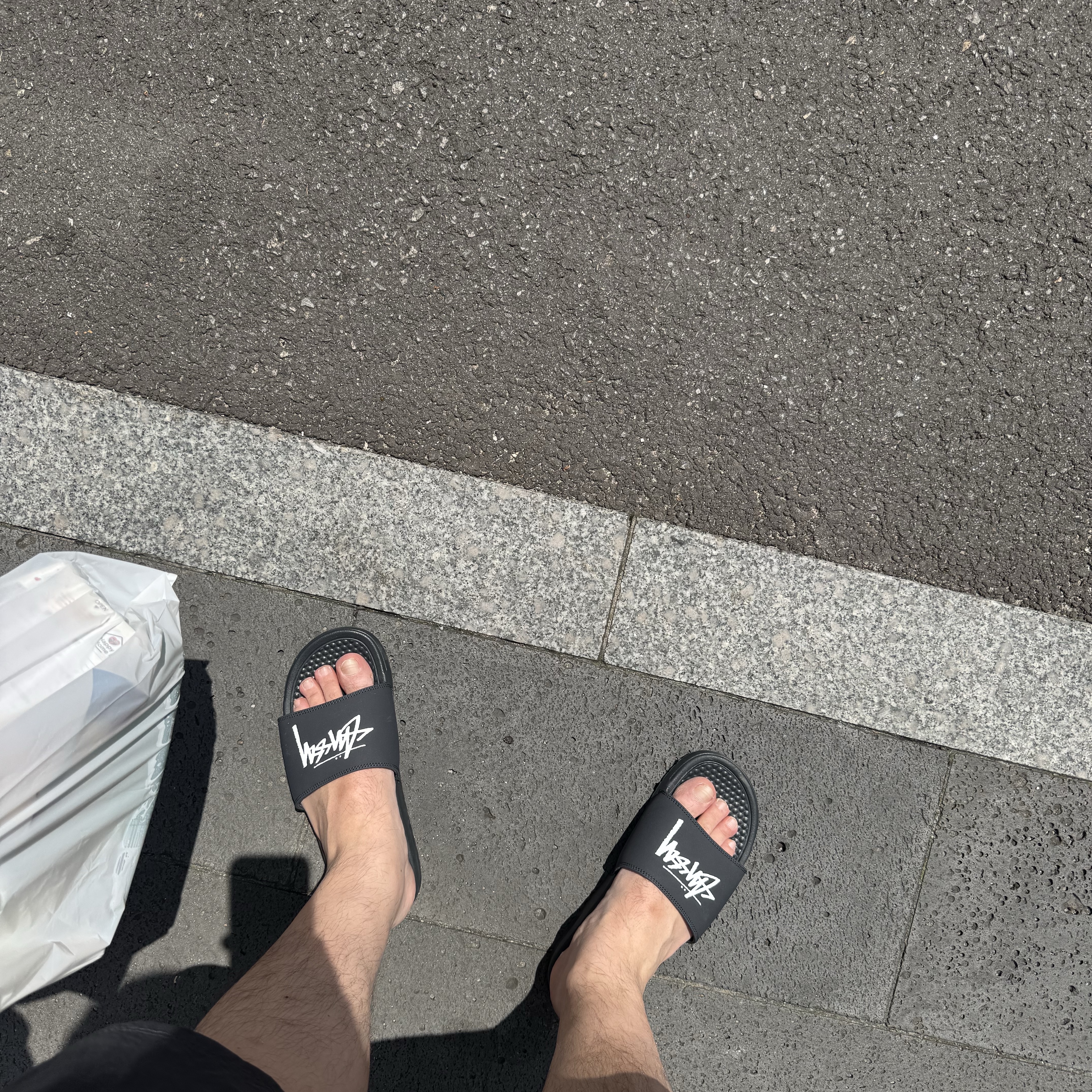 Nike x Stussy Benassi Slide Off Noir 착용 스타일