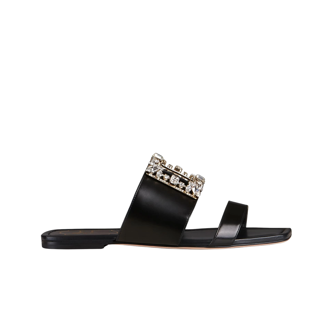(W) 로저 비비에 브로치 비비에 버클 뮬 블랙((W) Roger Vivier Broche Vivier Buckle Mules Black)