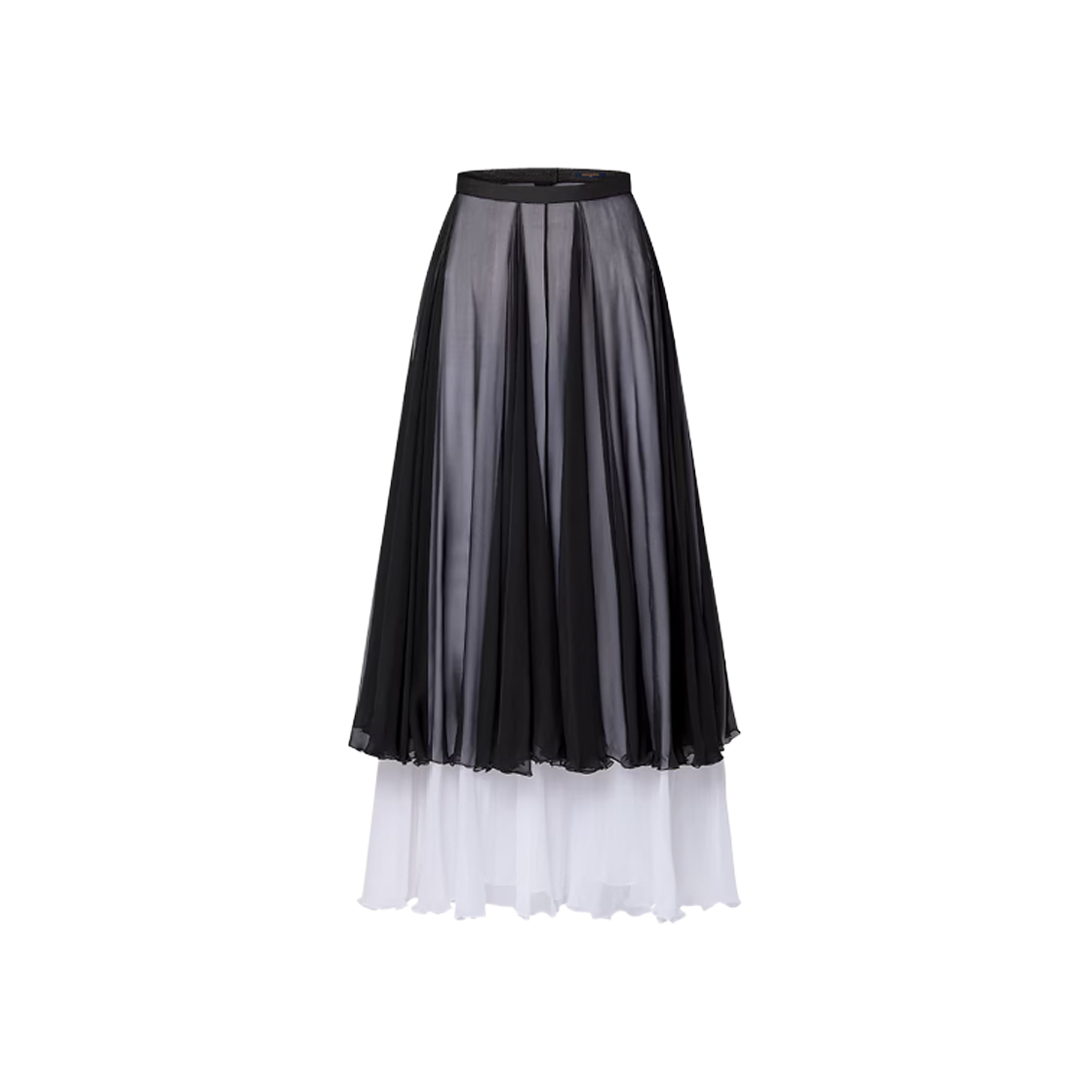 ITQCIU9JEV38 Louis Vuitton Bicolor Fluid Silk Tiered Skirt 36 Black / White