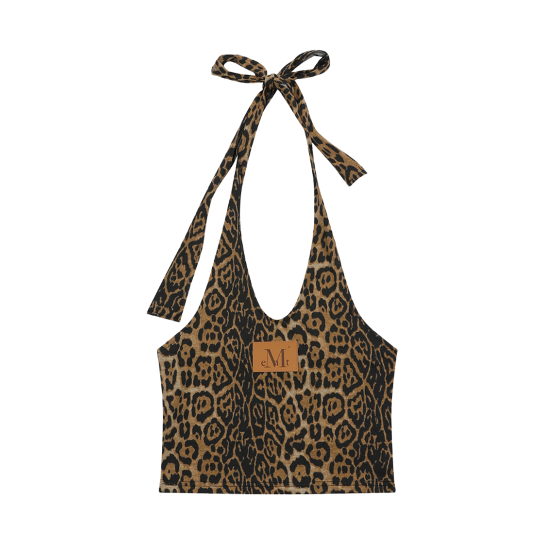 무센트 시몬 셋업 호피 홀터넥 크롭 나시(MUCENT Simon Set Up Leopard Halter Neck Crop Sleeveless)