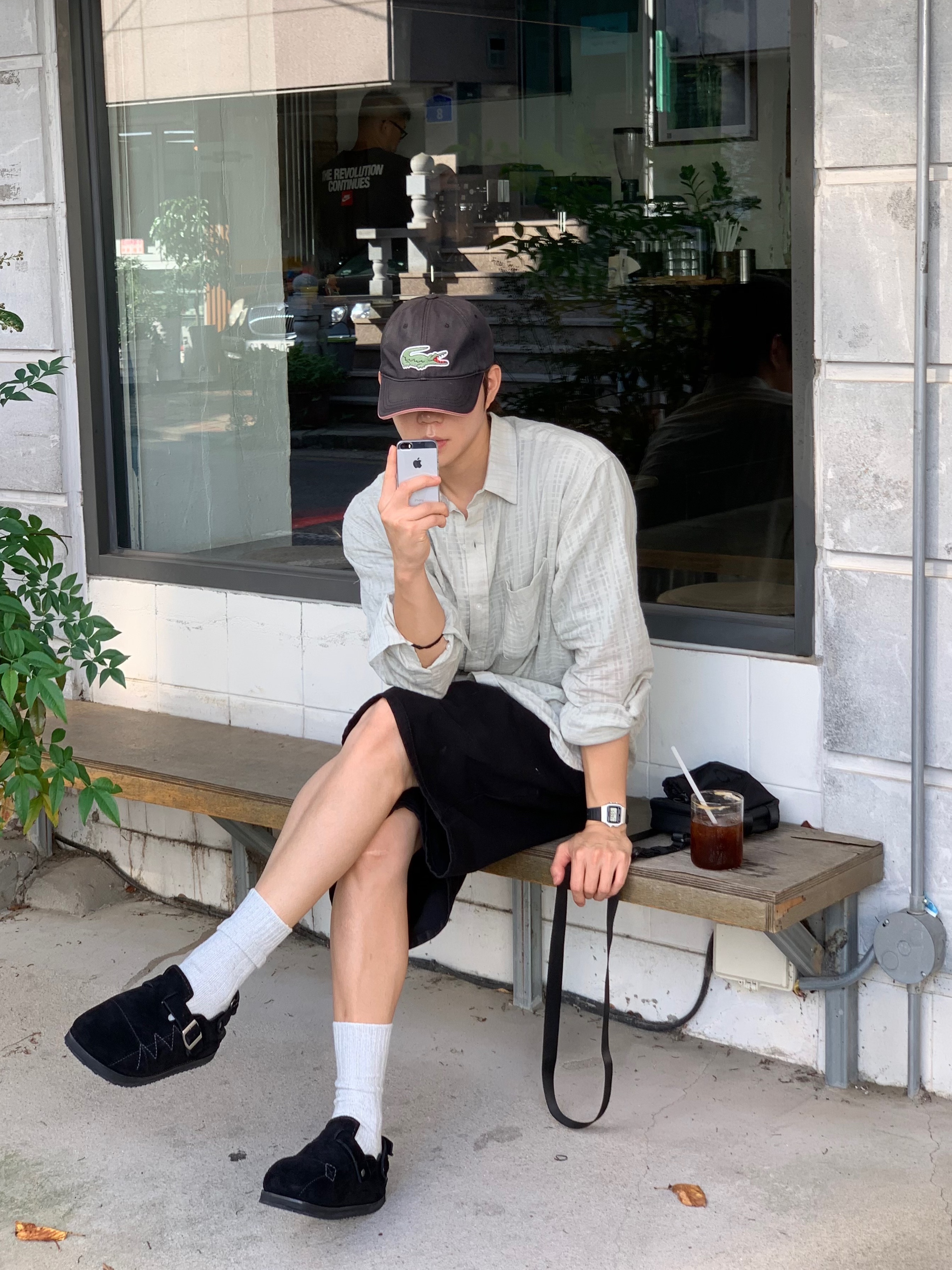 [프리오더] Polyteru Sliders Shoes Black, Casio F-91WM-7 착용 스타일 - 2