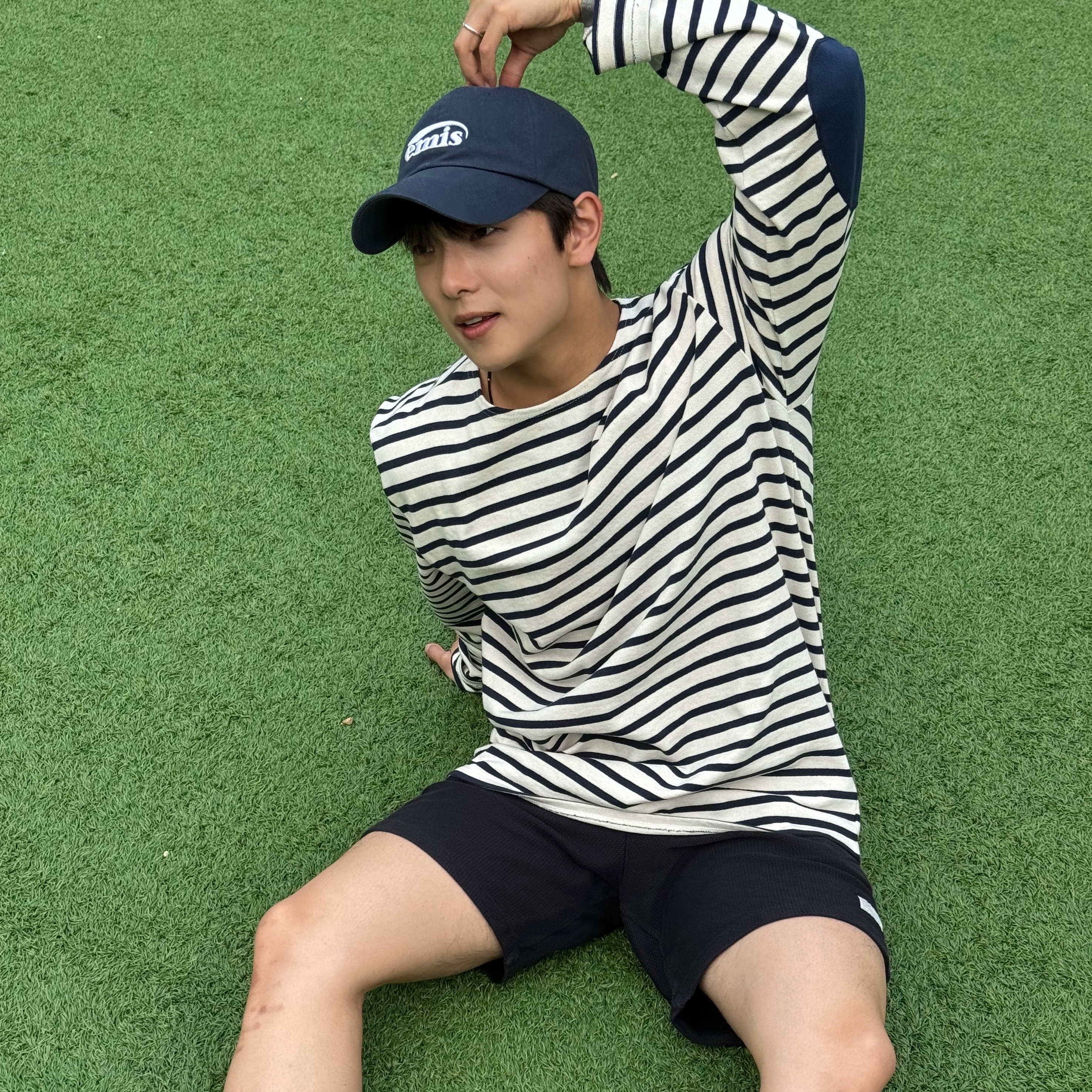 Saint James Meridien Moderne Striped Sailor Shirt Ecru Marine 착용 스타일 - 1