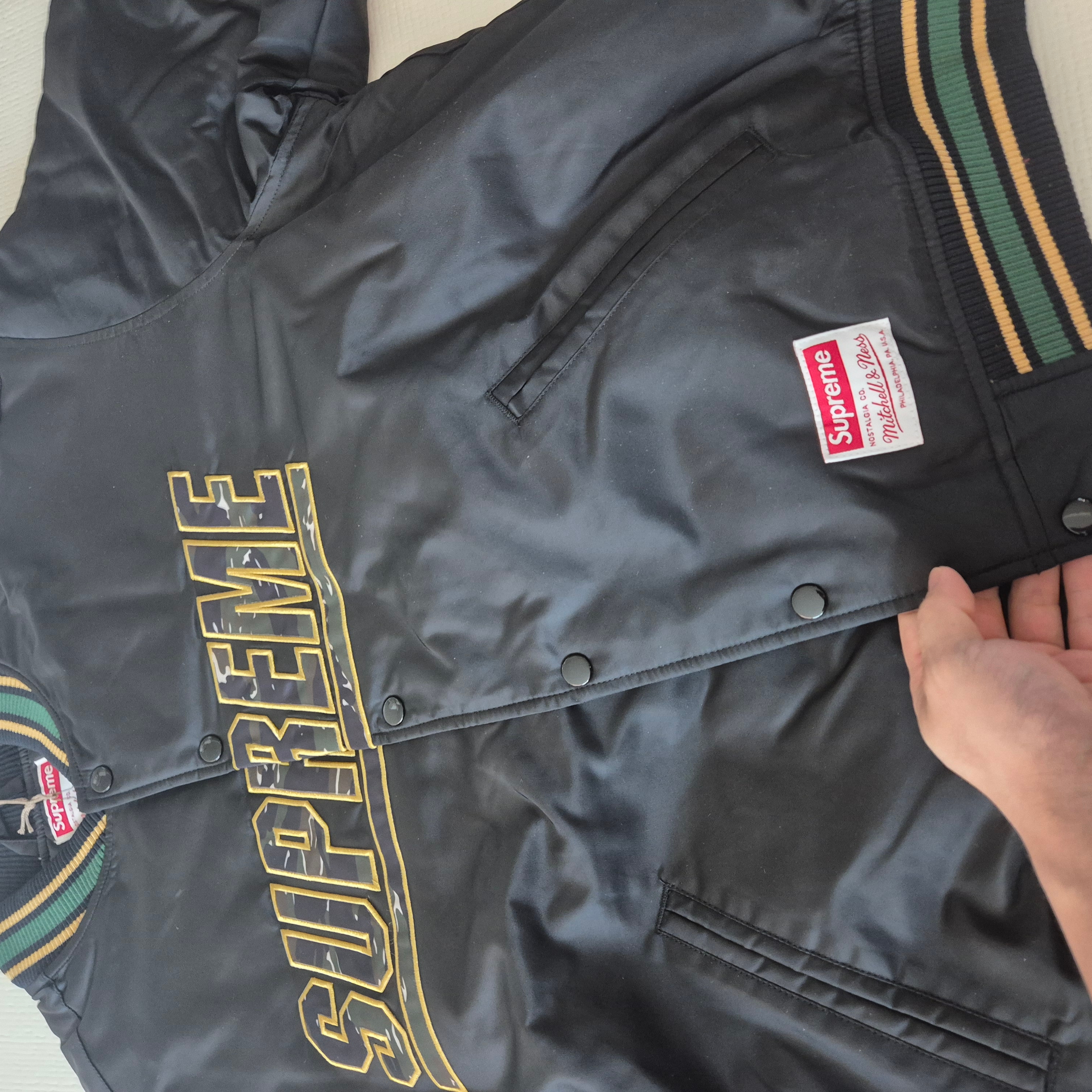 Supreme Mitchell & Ness Camo Logo Varsity Jacket Black - 25SS 착용 스타일 - 7