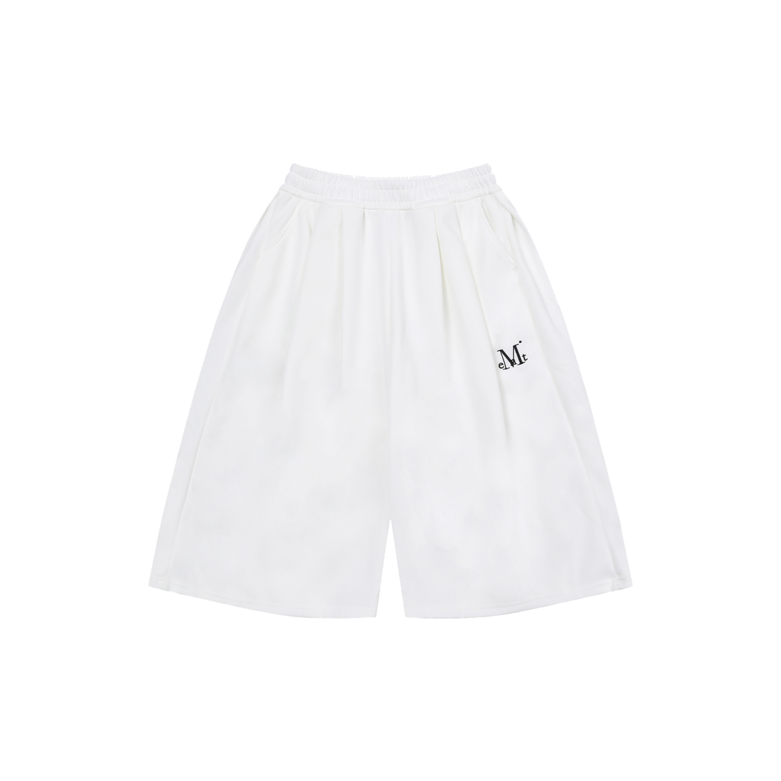 P00000ZK MUCENT Mars Side Pintuck Bermuda Half Pants Unisex White