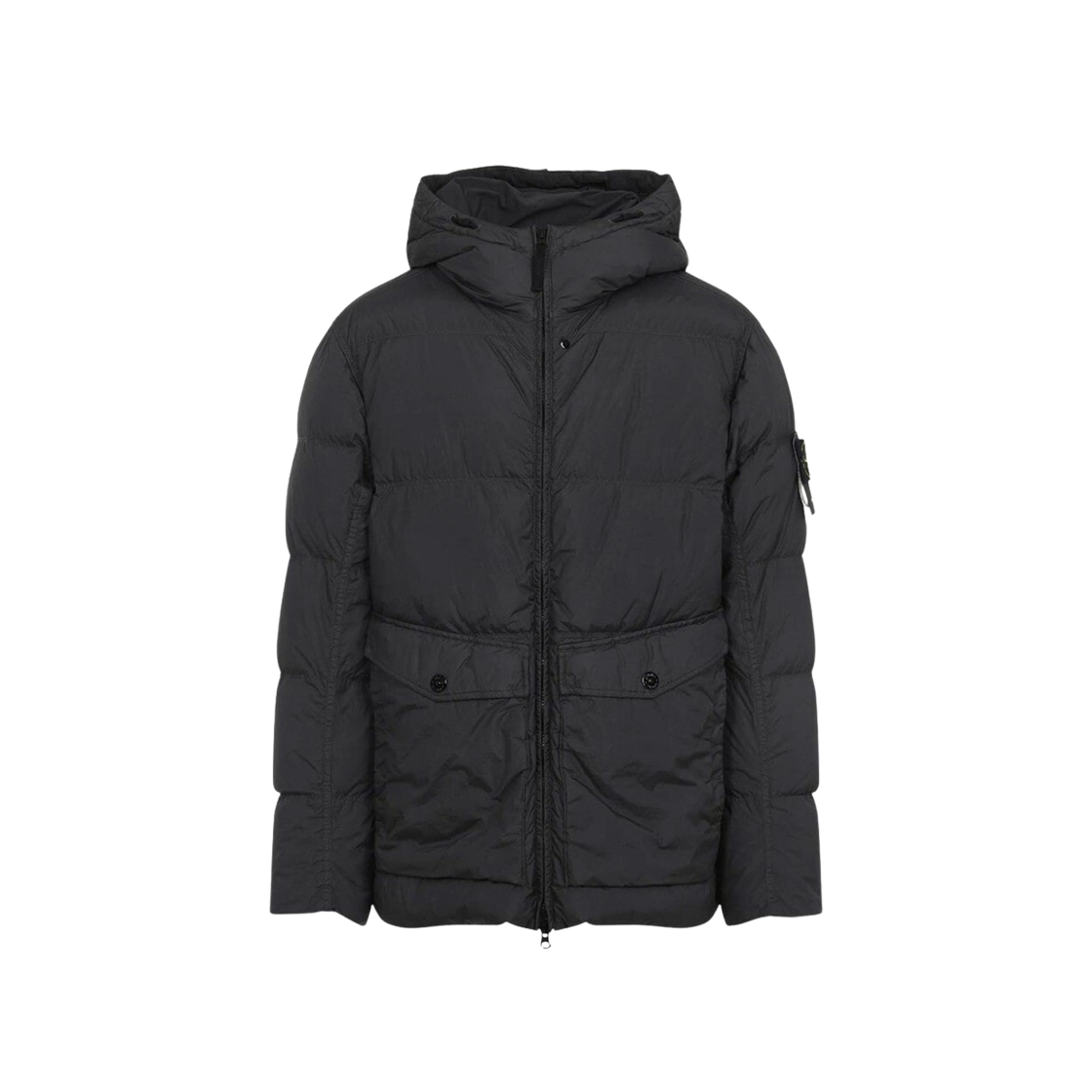 K2S1541000-11S0A23-V0062 Stone Island 4100011 Crinkle Reps NY Recycled Nylon Hooded Down Jacket with Wind Resistance Lead Grey - 25FW