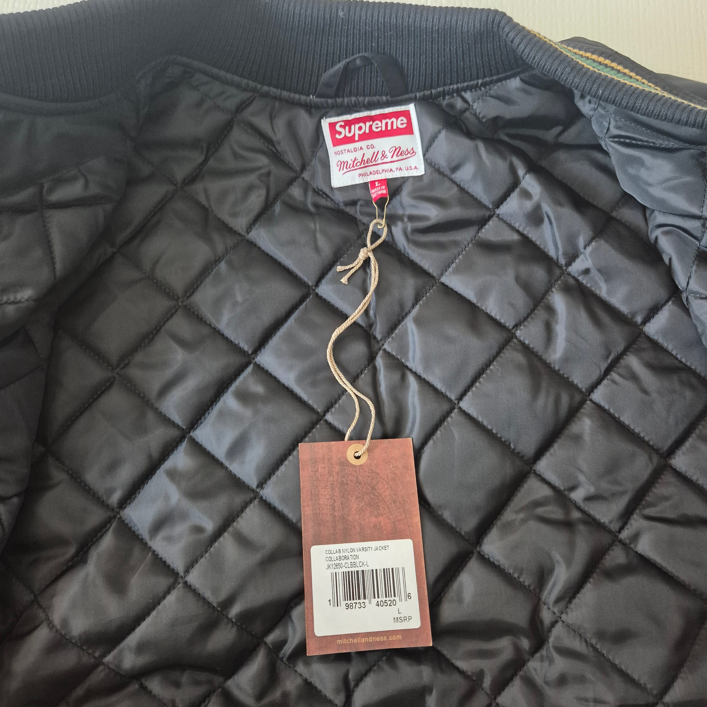 Supreme Mitchell & Ness Camo Logo Varsity Jacket Black - 25SS 착용 스타일 - 6