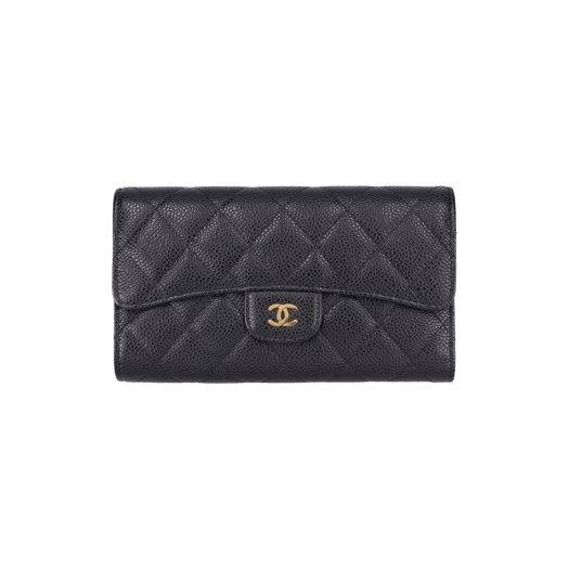 IT7AAA4O9BAK Chanel Classic Long Wallet Calfskin Black Gold Hardware