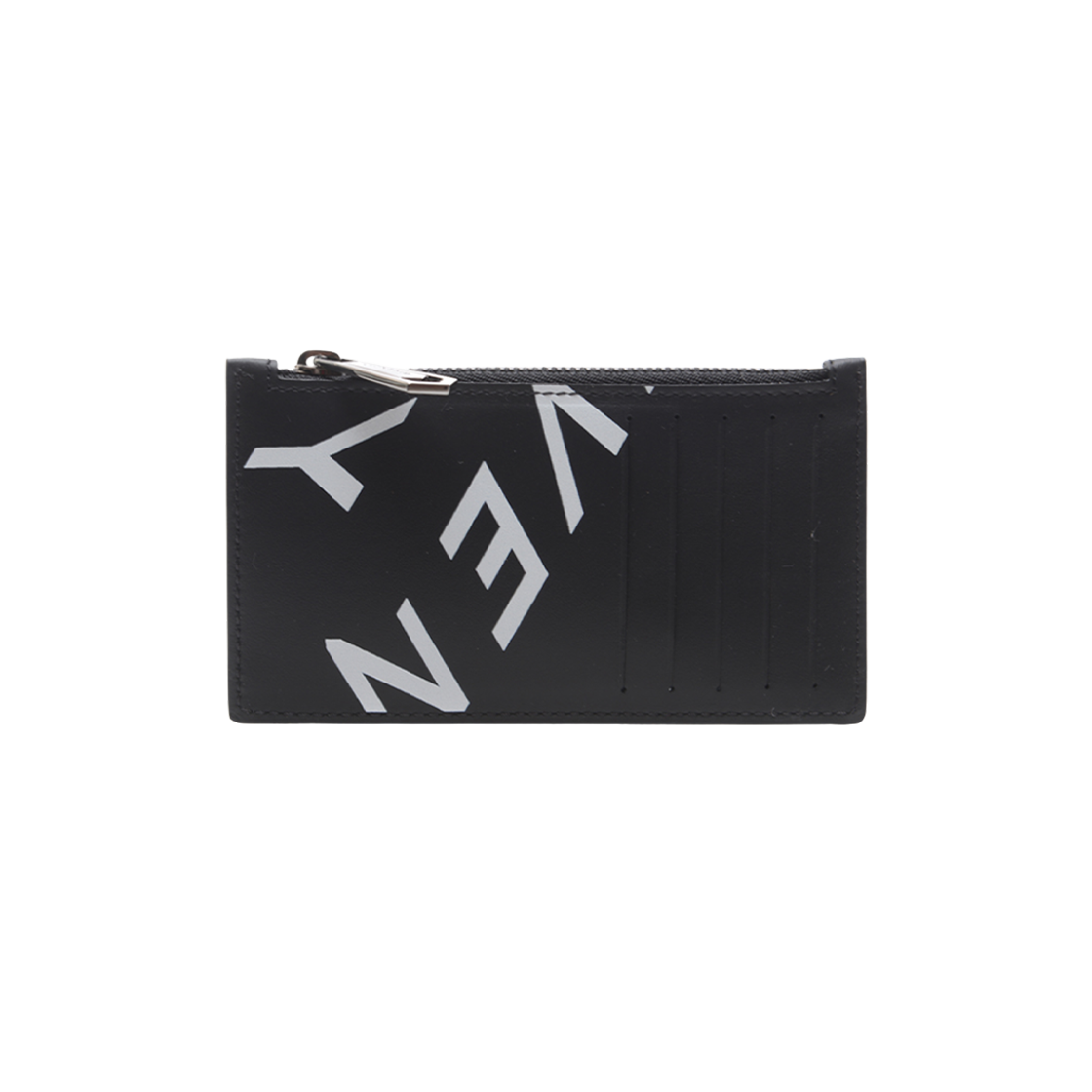 지방시 로고 프린트 레더 카드 홀더 블랙 화이트(Givenchy Logo Print Leather Card Holder Black White)