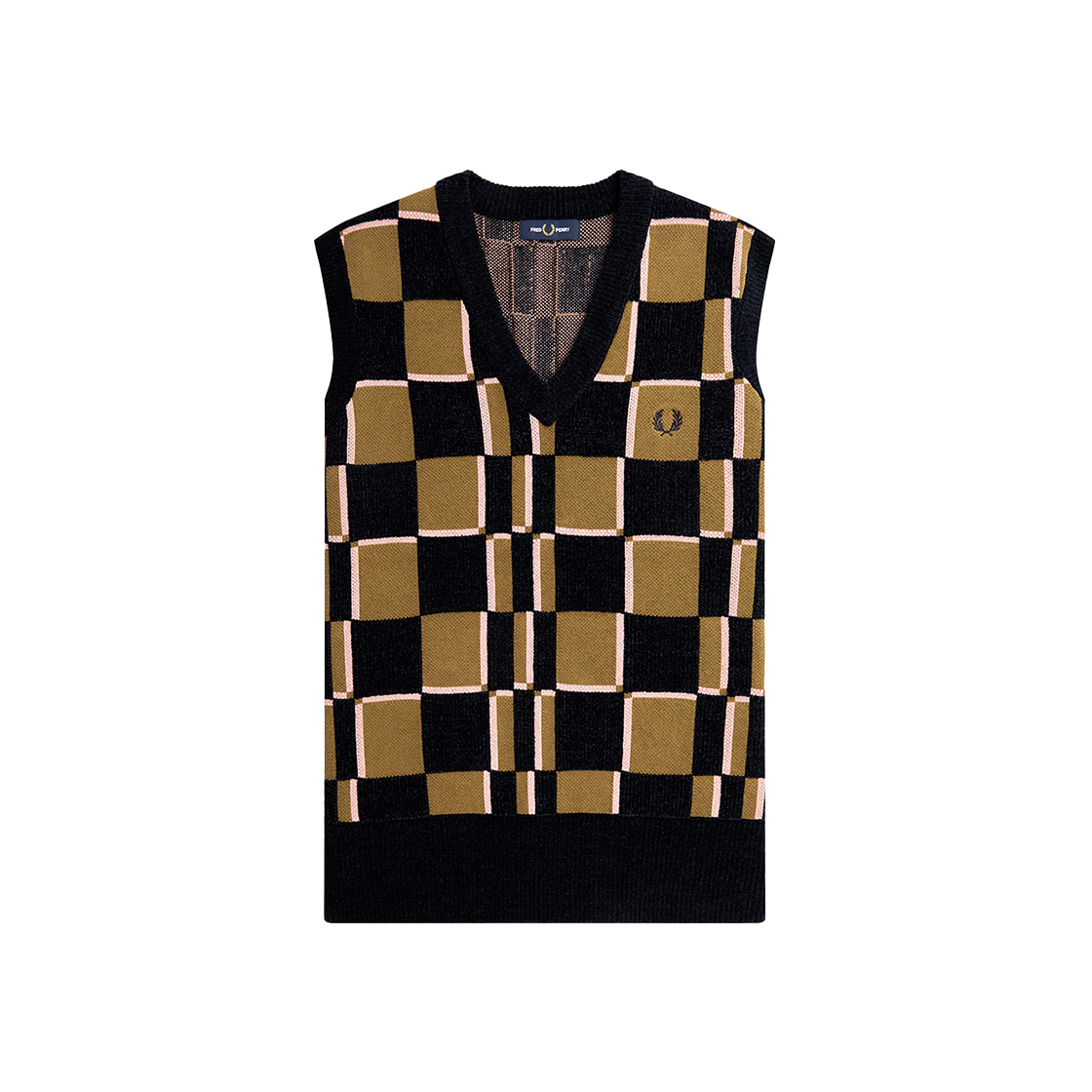 프레드페리 글리치 체커보드 베스트 쉐이드스톤 네이비(Fred Perry Glitch Chequerboard Vest Shaded Stone) - 1