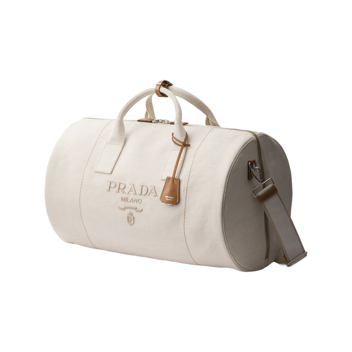 프라다 리넨 블렌드 더플백 내츄럴(Prada Linen Blend Duffle Bag Natural) - 2