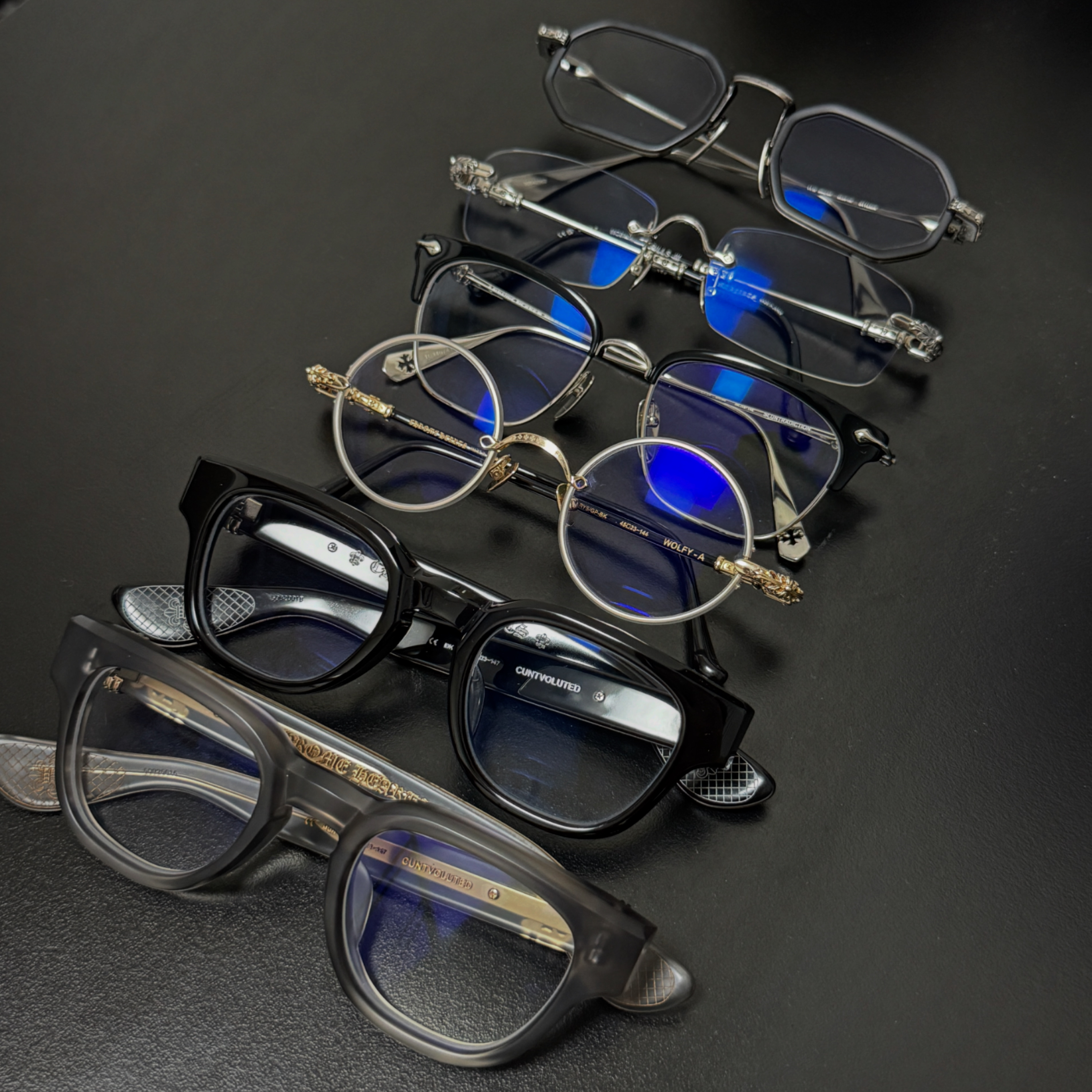 Chrome Hearts Cuntvoluted Matte Graphite, Chrome Hearts Cuntvoluted Black 착용 스타일