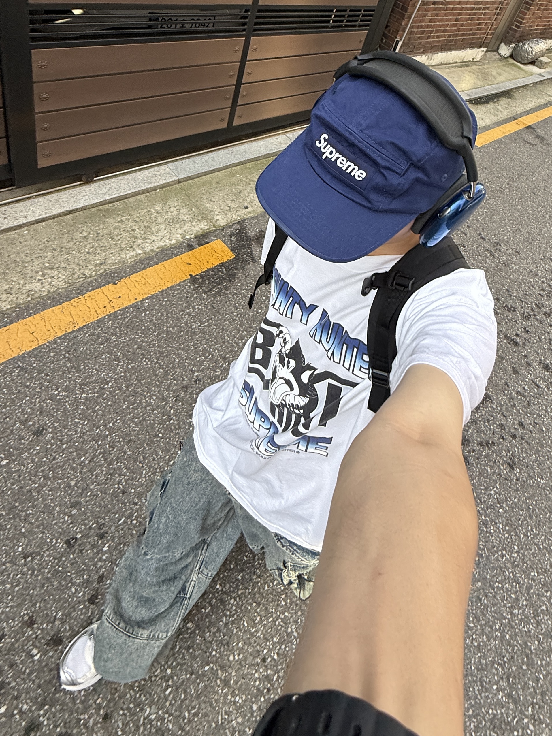 (W) Asics Gel-Kayano 14 White Midnight, Supreme x Bounty Hunter Wolf T-Shirt White - 23FW 착용 스타일 - 5