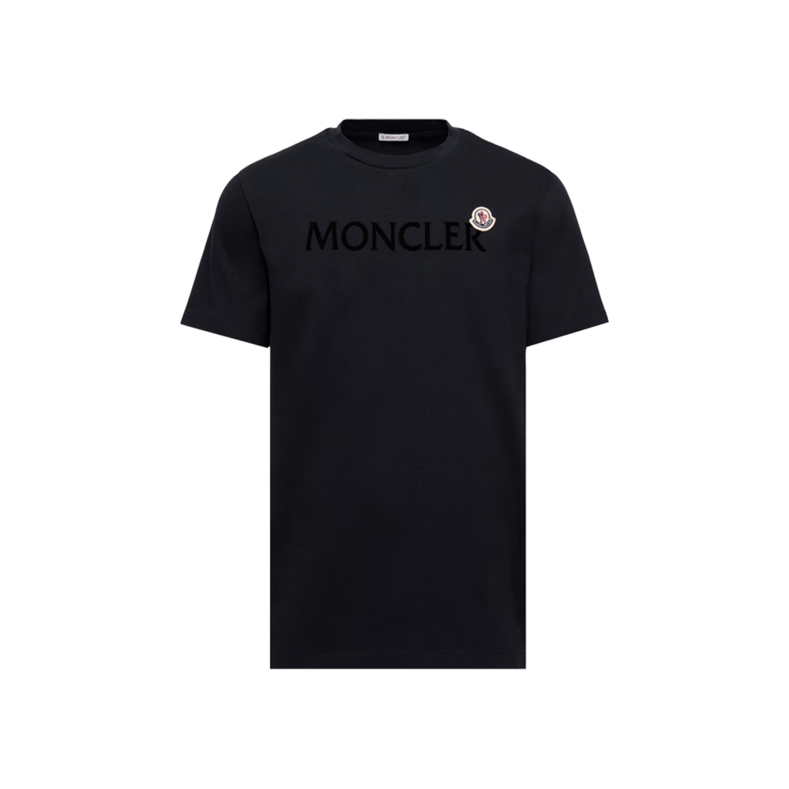 몽클레르 플록드 로고 코튼 티셔츠 나이트 블루 - 25FW