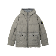 Stone Island 4100011 Crinkle Reps NY Recycled Nylon Hooded Down Jacket with Wind Resistance Cement - 25FW