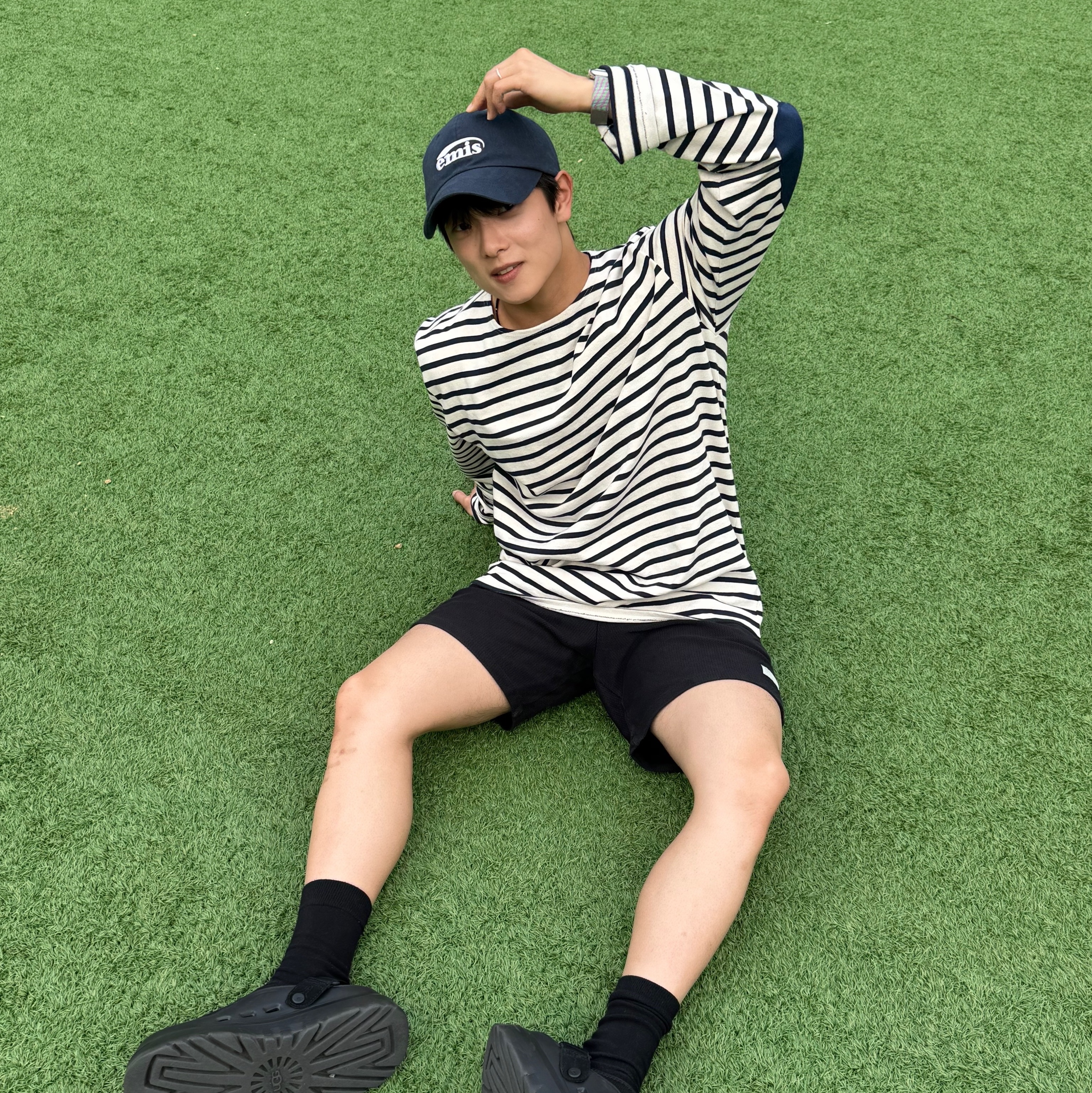 Saint James Meridien Moderne Striped Sailor Shirt Ecru Marine 착용 스타일 - 2