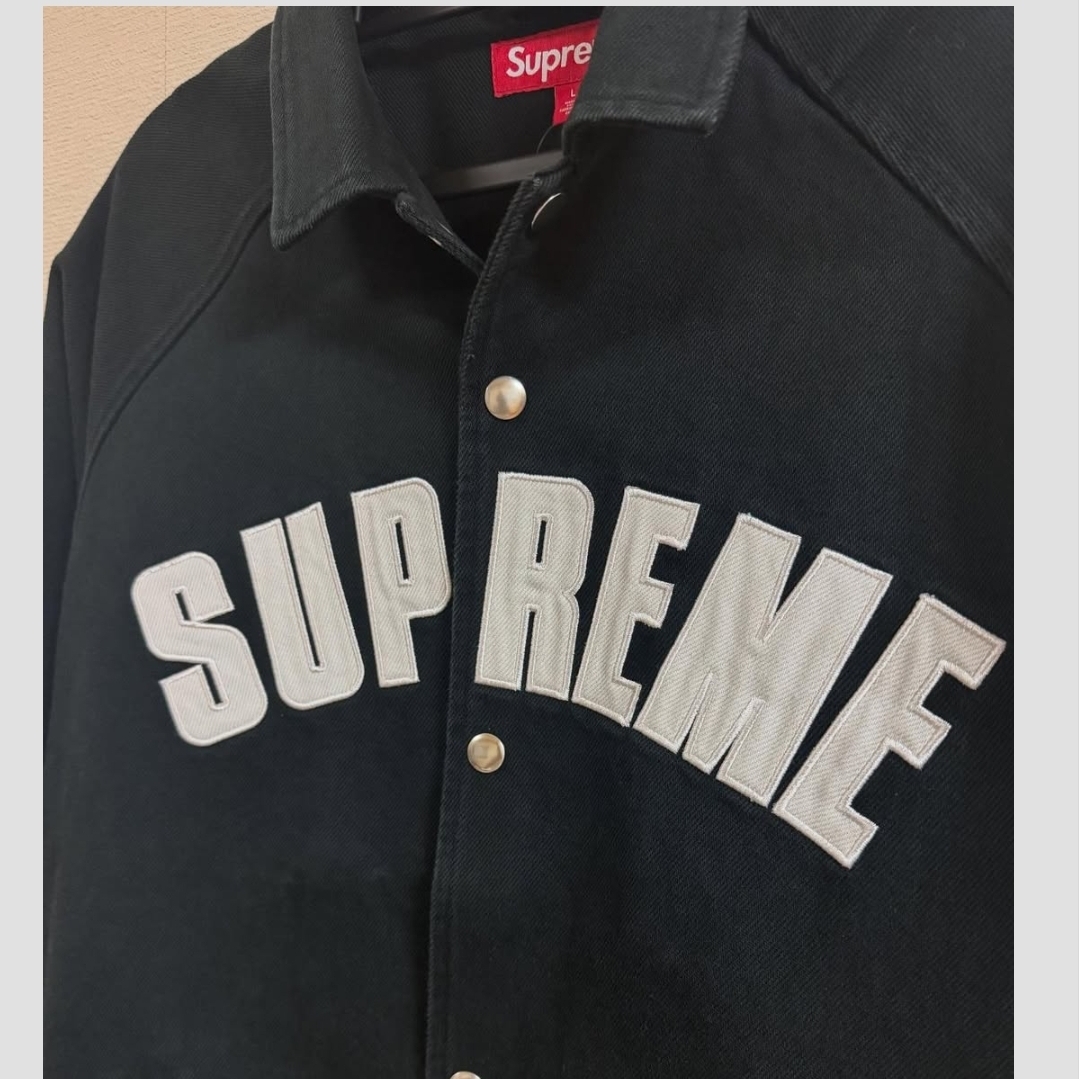 Supreme Arc Denim Coaches Jacket Black - 25SS 착용 스타일 - 5
