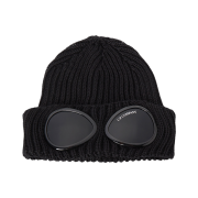 C.P. Company Extra Fine Merino Wool Goggle Beanie Black - 25FW