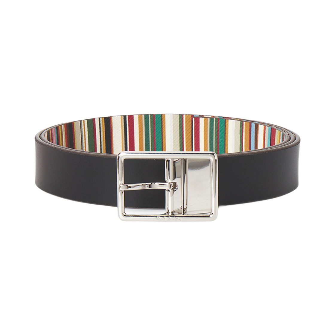 M1A-8172-DC2FMU-92 Paul Smith Signature Stripe Reversible Belt Black
