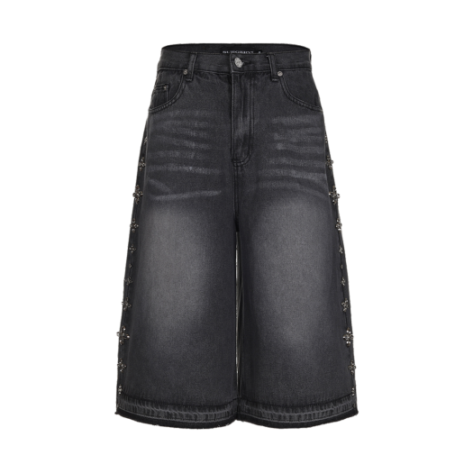 25HSPT02 Surgery Clover Line Denim Bermuda Pants Black