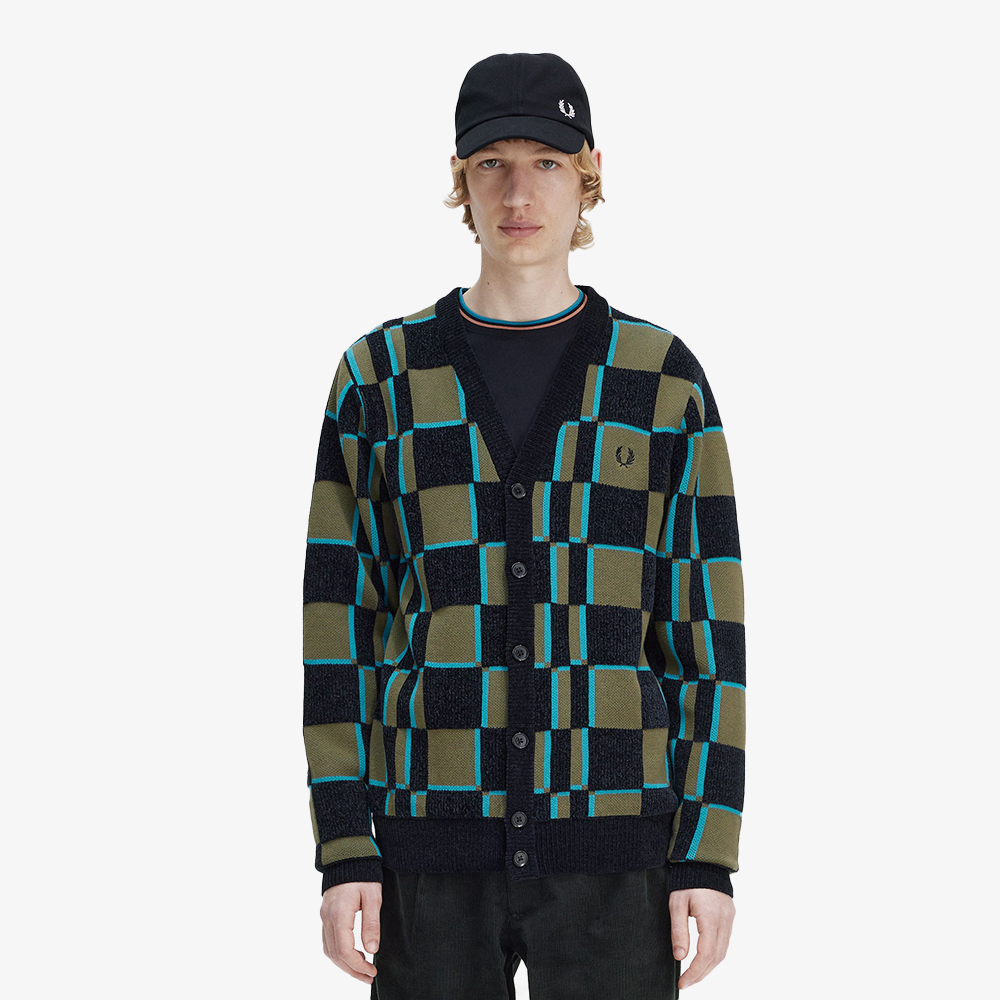 프레드페리 글리치 체커보드 가디건 유니폼그린 블랙(Fred Perry Glitch Chequerboard Cardigan Uniform Green) - 2