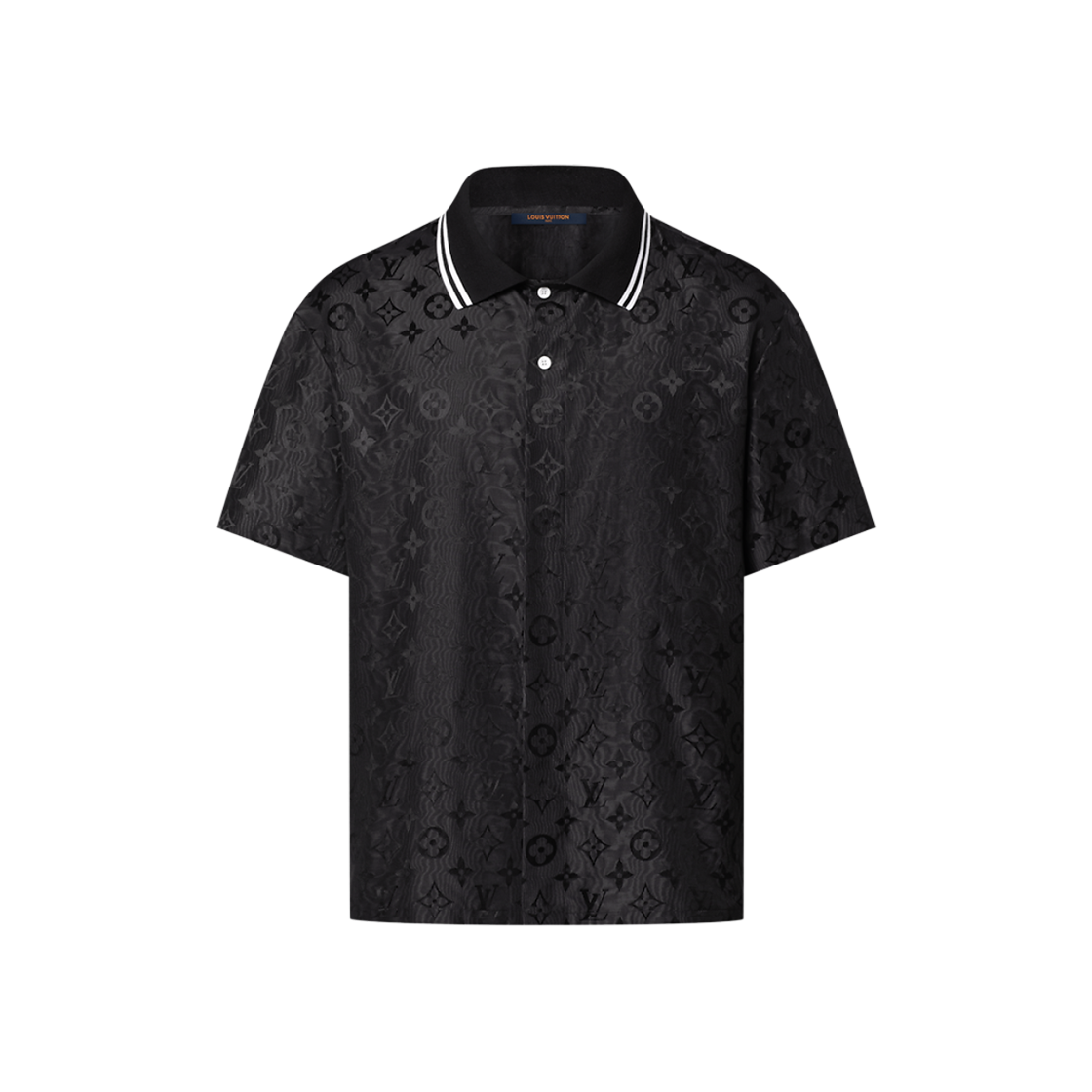 - Louis Vuitton Monogram Moire Jacquard Short Sleeved Silk Shirt Black