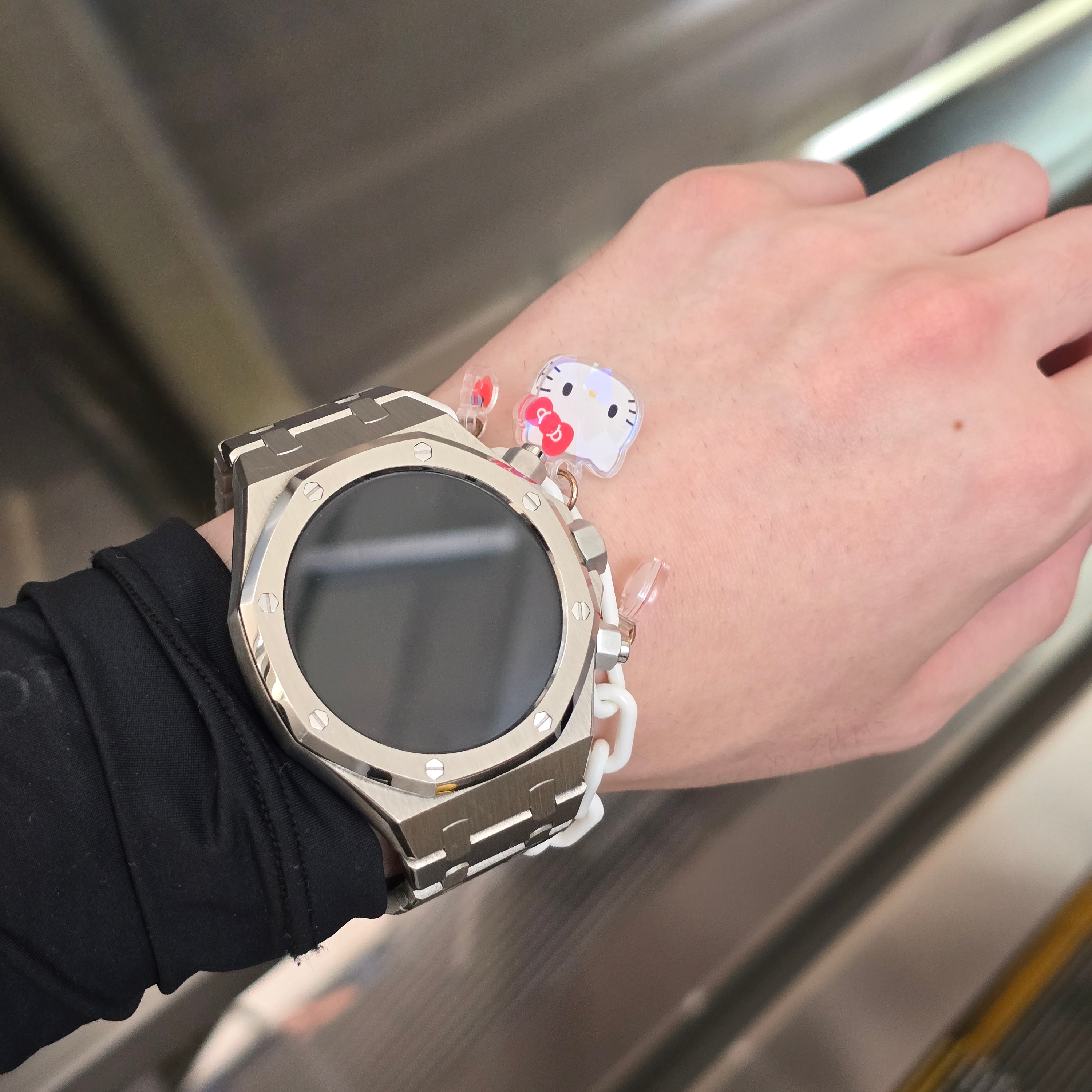 Galaxy Watch 6 5 4 40mm Full Cover Royal Oak Integrated Metal Strap Case 착용 스타일