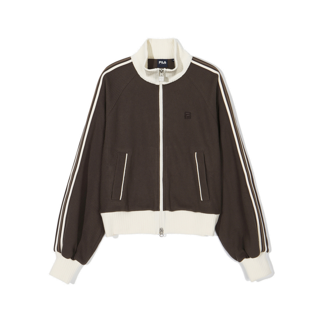 [6% 적립] 휠라 1911 니트 트랙 집업 다크브라운