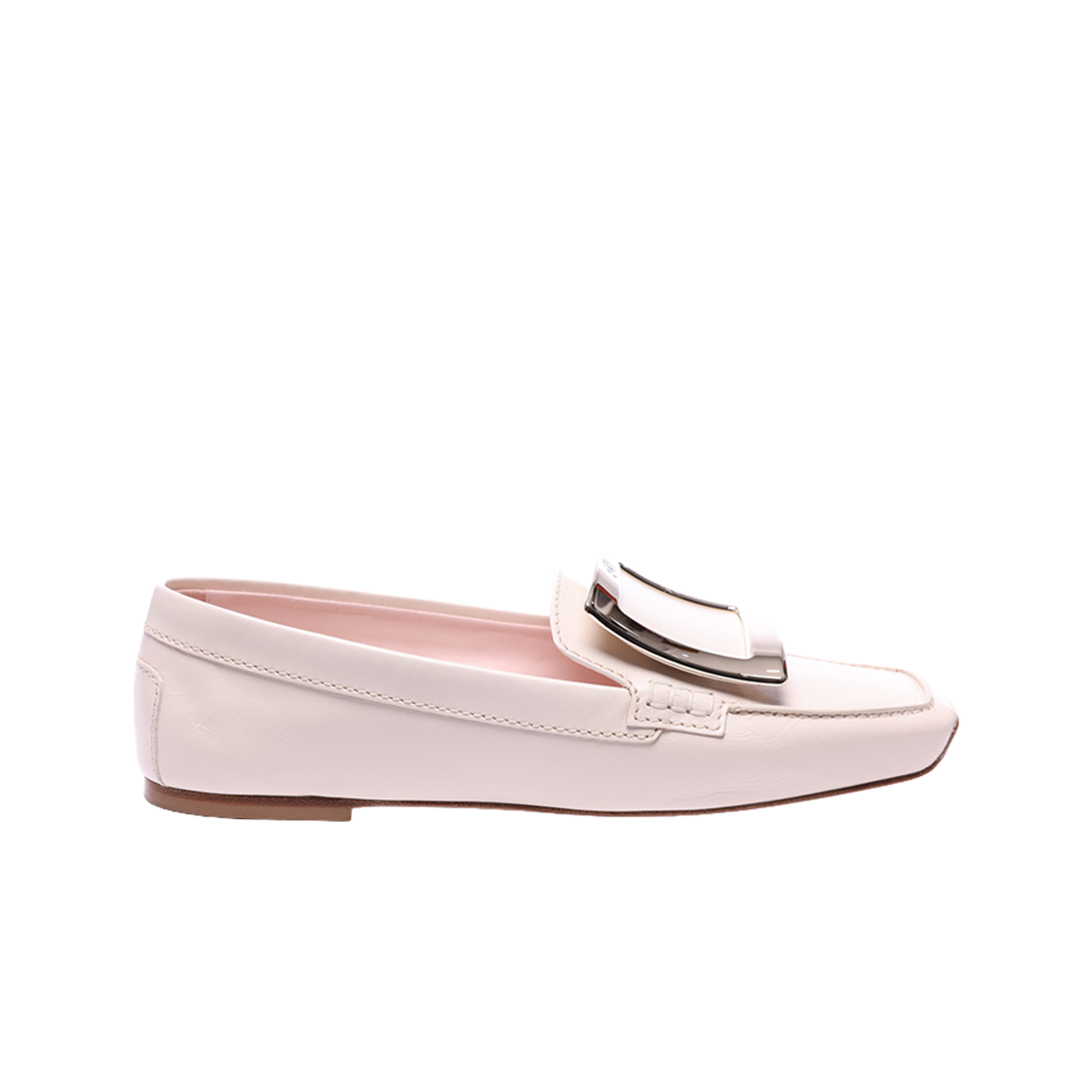 (W) 로저 비비에 드라이버 메탈 버클 로퍼 오프 화이트((W) Roger Vivier Driver Metal Buckle Loafers Off White)