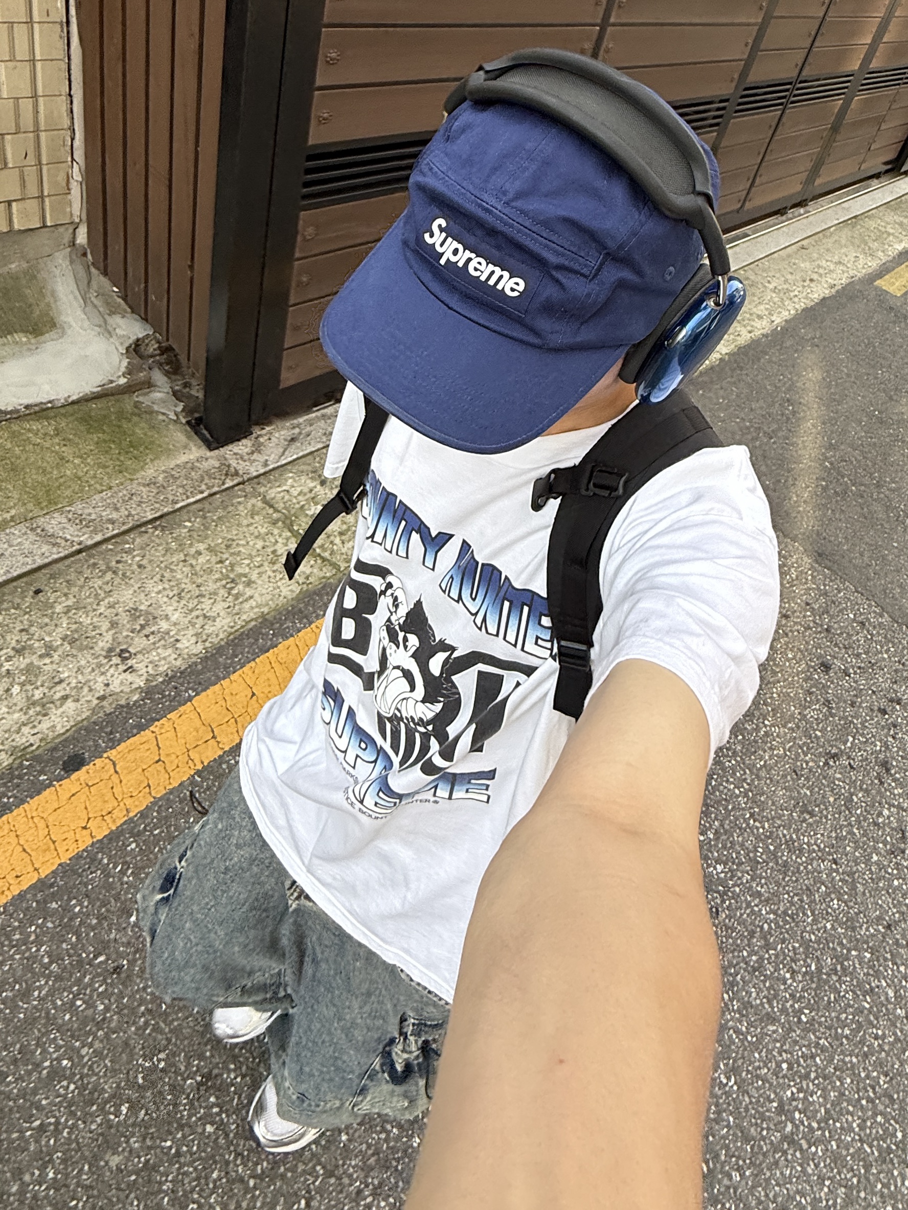 (W) Asics Gel-Kayano 14 White Midnight, Supreme x Bounty Hunter Wolf T-Shirt White - 23FW 착용 스타일 - 4