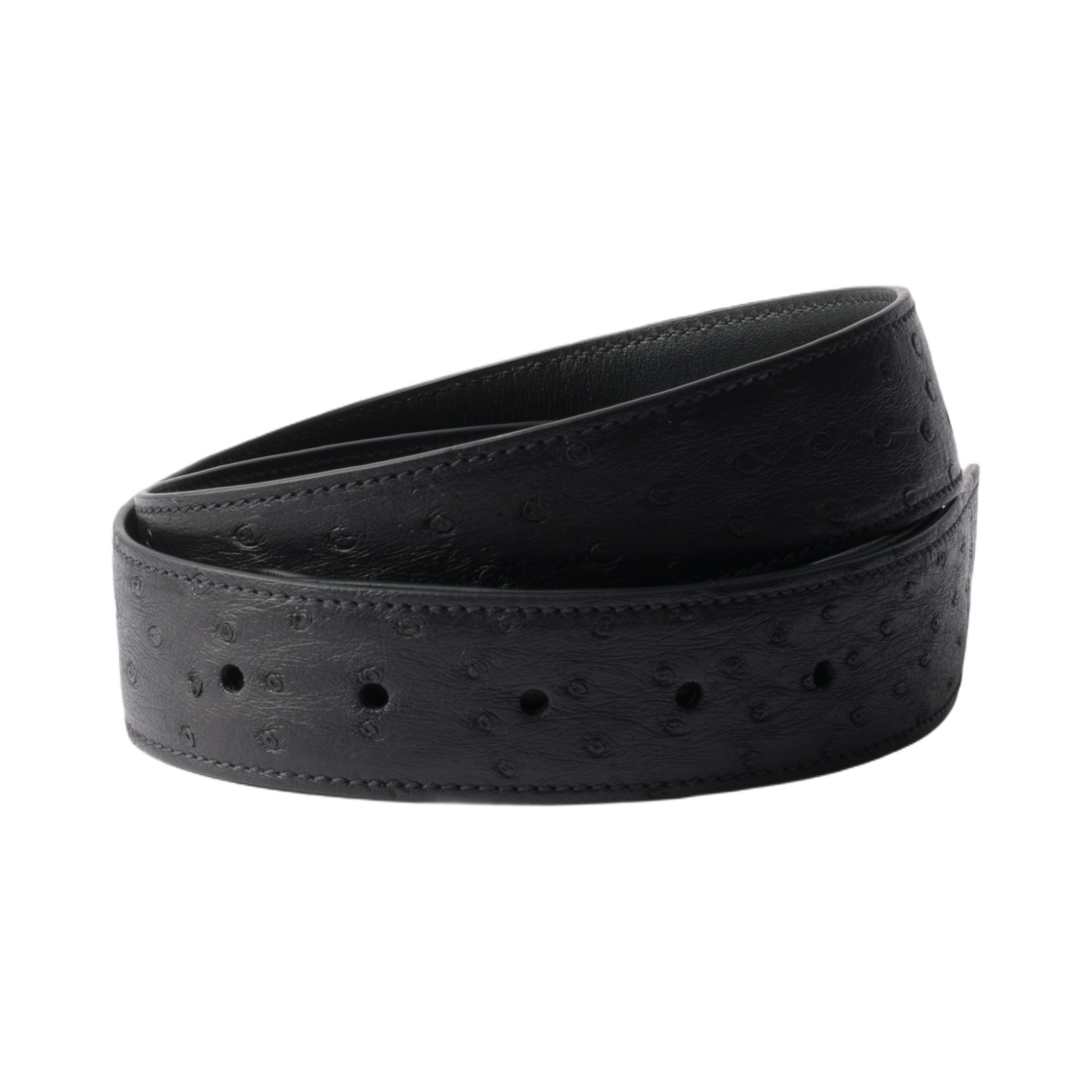 2CA001-130-F0002 Prada Ostrich Leather Belt Strap Black