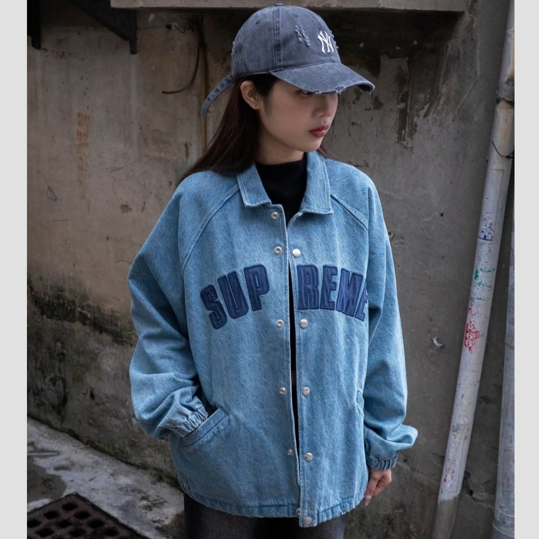 Supreme Arc Denim Coaches Jacket Washed Indigo - 25SS 착용 스타일 - 2