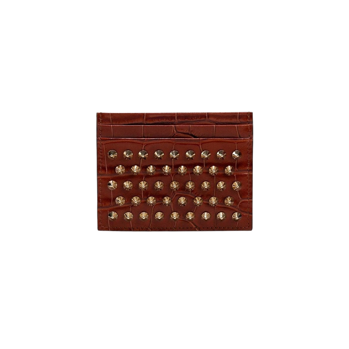 3215252O211 Christian Louboutin Kios Spikes Card Holder Whiskey Gold