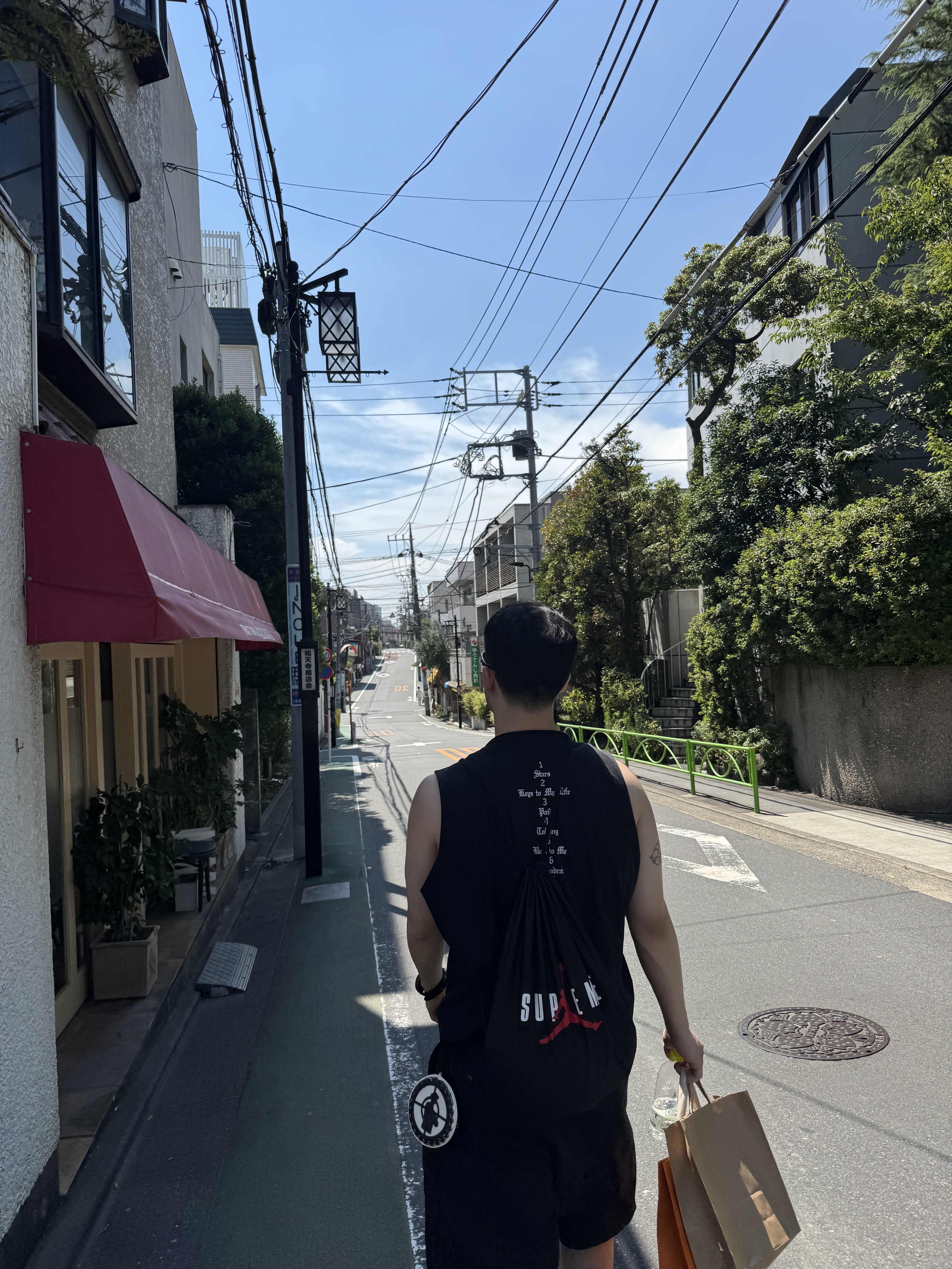 Supreme x Jordan Drawstring Bag Black - 24FW, Yeezy Vultures Long T-Shirt Black 착용 스타일 - 1