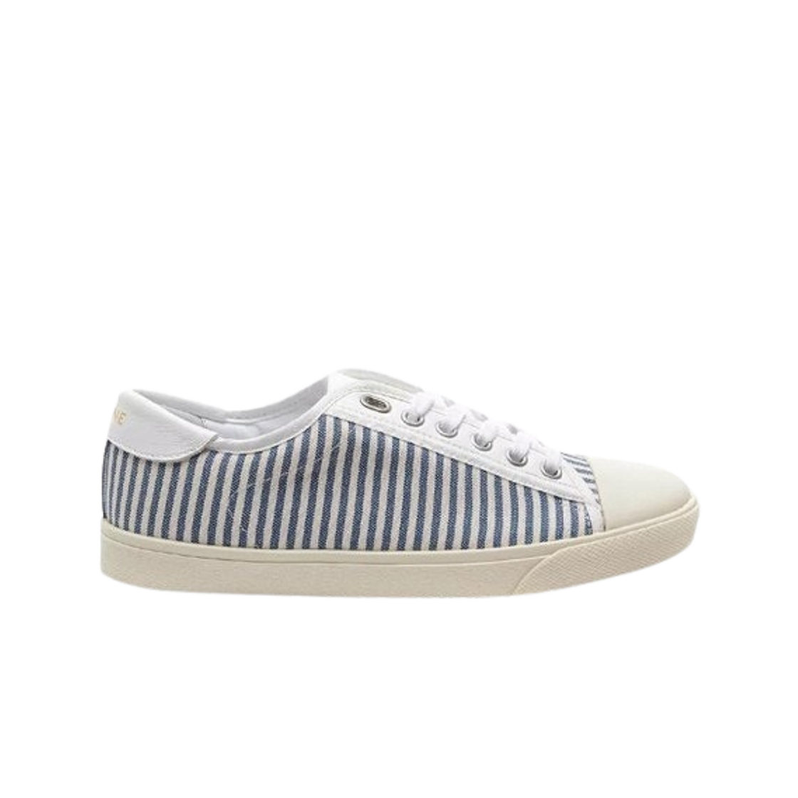 337022089C-07BA (W) Celine Blank Low Lace Up Striped Sneakers Blue Beige