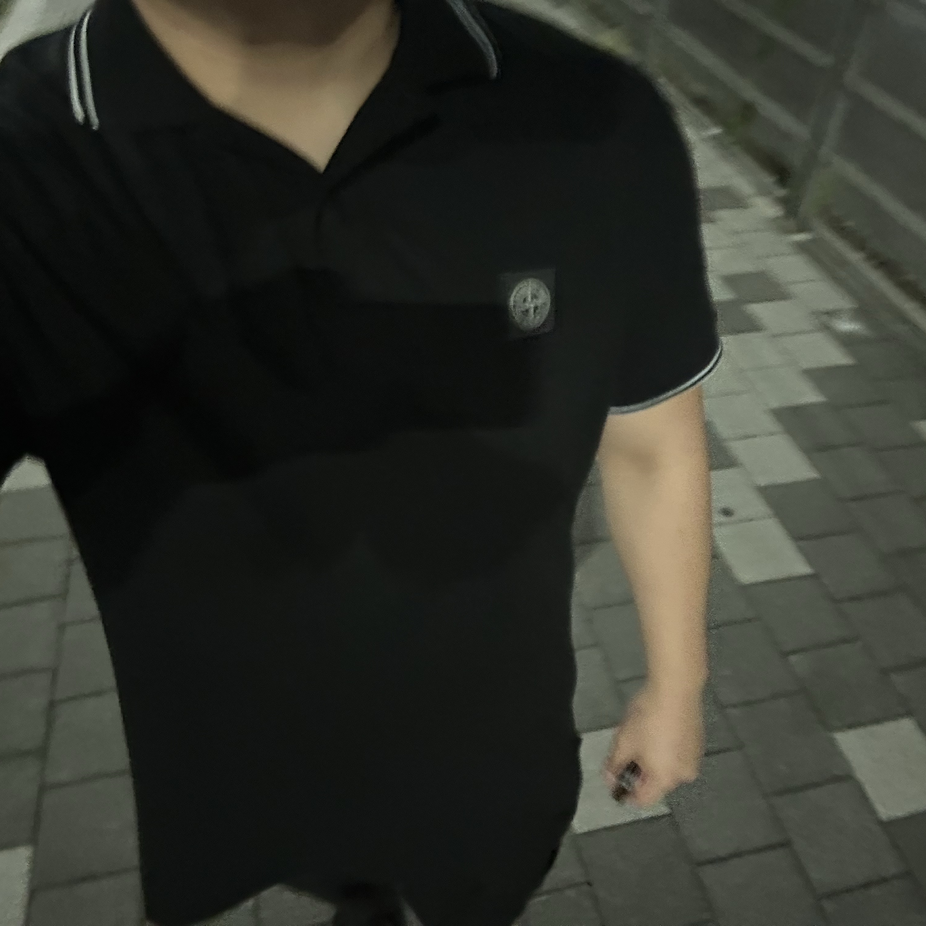 Stone Island 22002SC Organic Cotton Elastane Pique Patch Slim Fit  Polo Shirt Black - 25SS 착용 스타일
