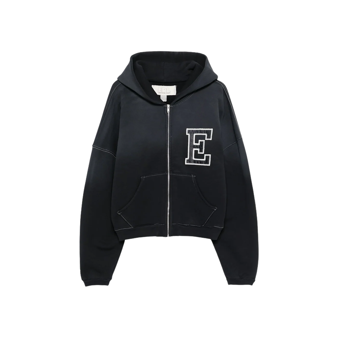 ERL 바시티 오버사이즈 집업 후드 블랙(ERL Varsity Oversized Zip Up Hoodie Black)