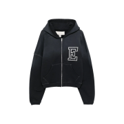 ERL Varsity Oversized Zip Up Hoodie Black
