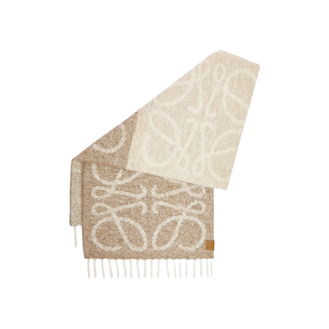 로에베 알파카 울 아나그램 머플러 베이지 화이트(Loewe Anagram Muffler in Alpaca and Wool Beige White)