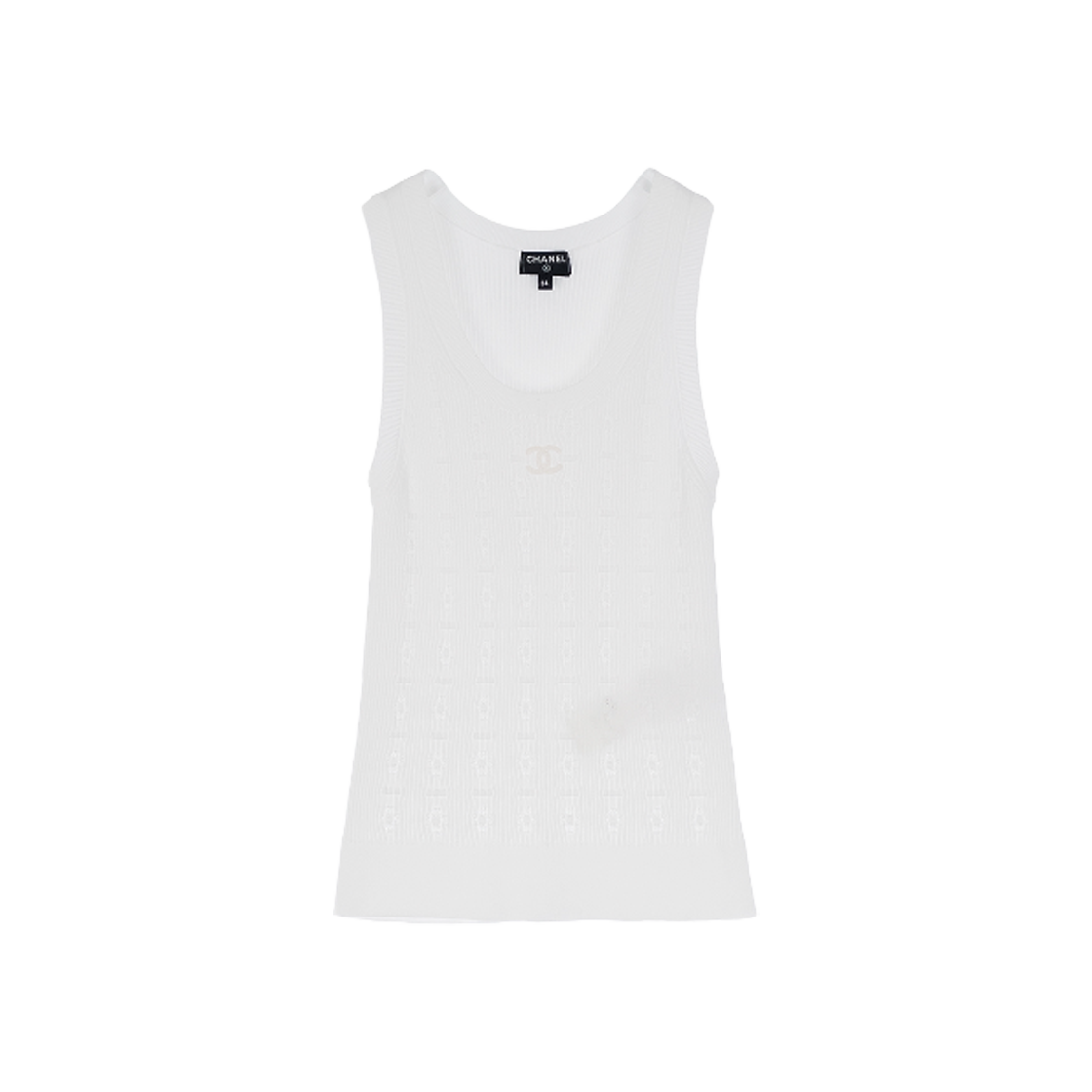 샤넬 24B CC로고 슬리브리스 탑 34 화이트