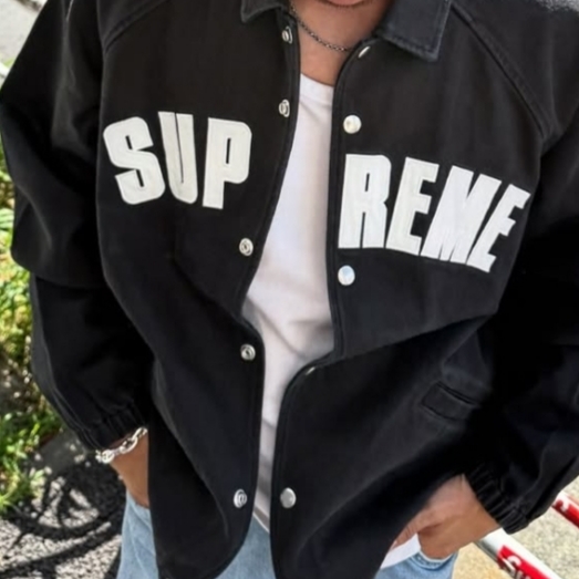 Supreme Arc Denim Coaches Jacket Black - 25SS 착용 스타일 - 3