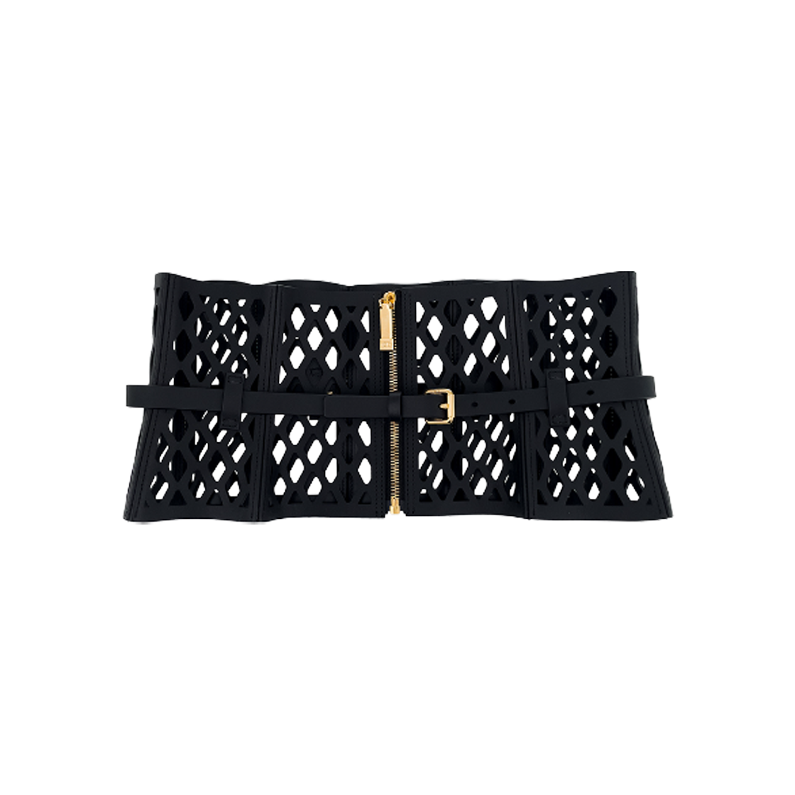 ITWDF5GSNLB5 Dior Corset Leather Belt M Black Gold Hardware Calfskin