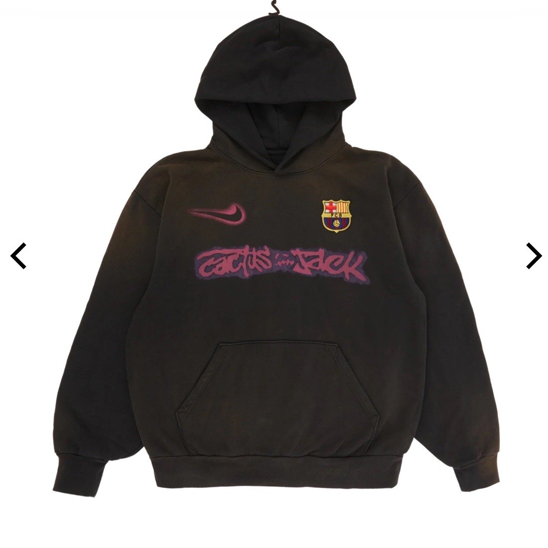 Nike FC Barcelona x Travis Scott Spray Logo Hoodie Black 착용 스타일