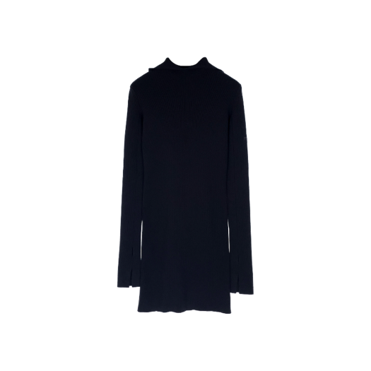 ITJUOU36J78U Fendi Hooded Ribbed Dress 36 Black