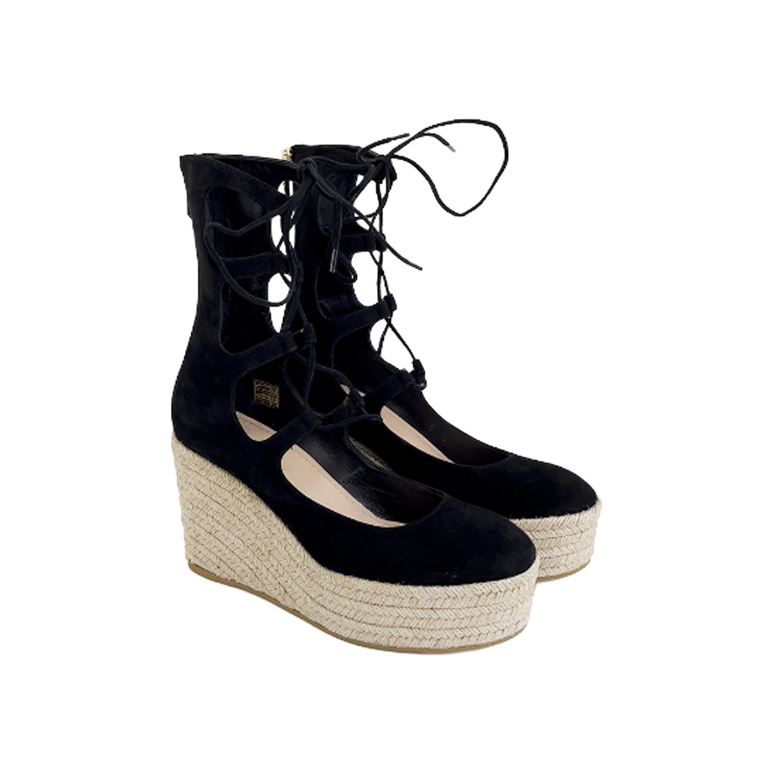 ITKS6PKC2INB Dior Dioriviera Shoelace Wedge Heel Sandals 36 Black