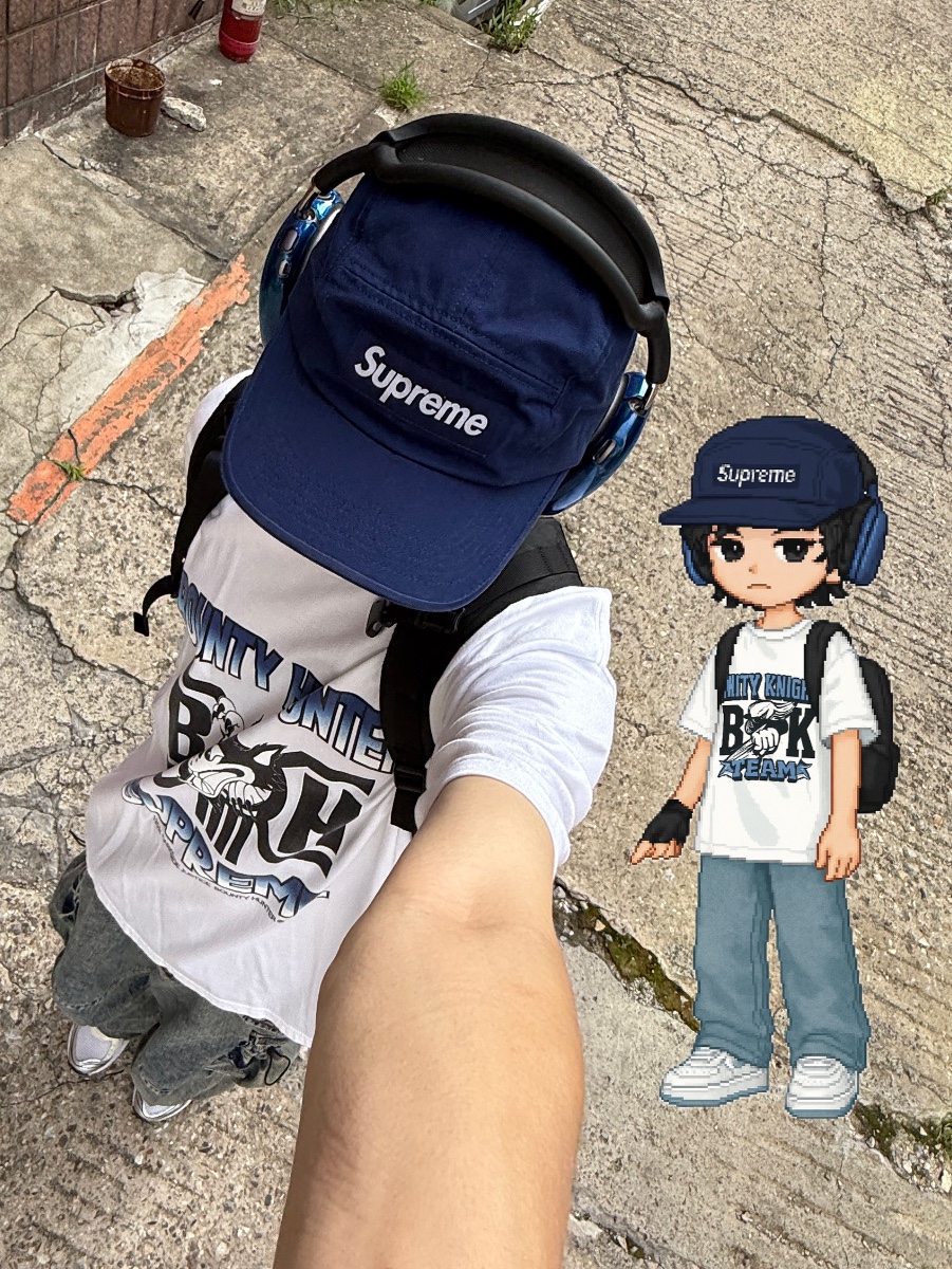 (W) Asics Gel-Kayano 14 White Midnight, Supreme x Bounty Hunter Wolf T-Shirt White - 23FW 착용 스타일 - 1
